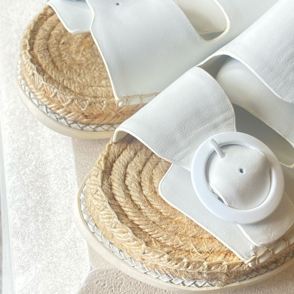 Marc Fisher White Leather Sandals 0.5” Platform Espadrille Braided Cord Size 7.5 - Picture 7 of 11